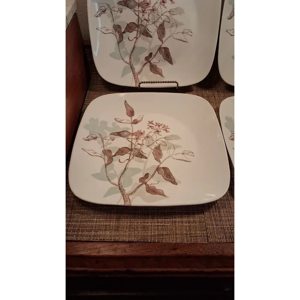 Corelle by Corning TWILIGHT GROVE Set of 4 Square Dinner Plates 10.5